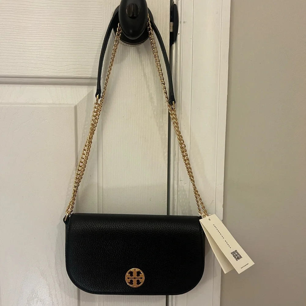 Tory Burch Chelsea Pebbled Black Crossbody Bag - Picture 5 of 5